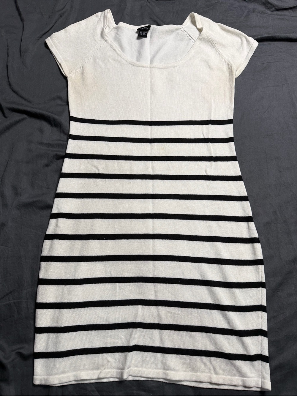 Rue21 White and Black Striped Short Sleeve Mini Dress
